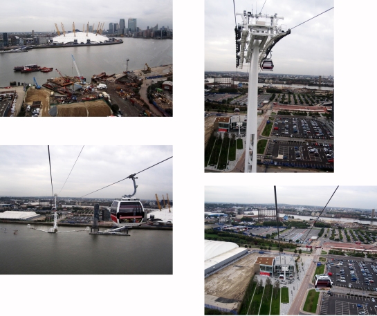Top left: The O2 / Top right: Getting close to the pylon / Bottom both: Descending